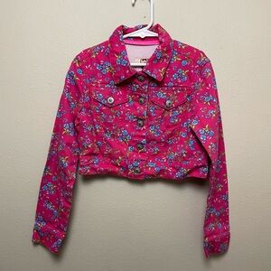 Vintage l.e.i Floral Denim Cropped Jacket 7/8